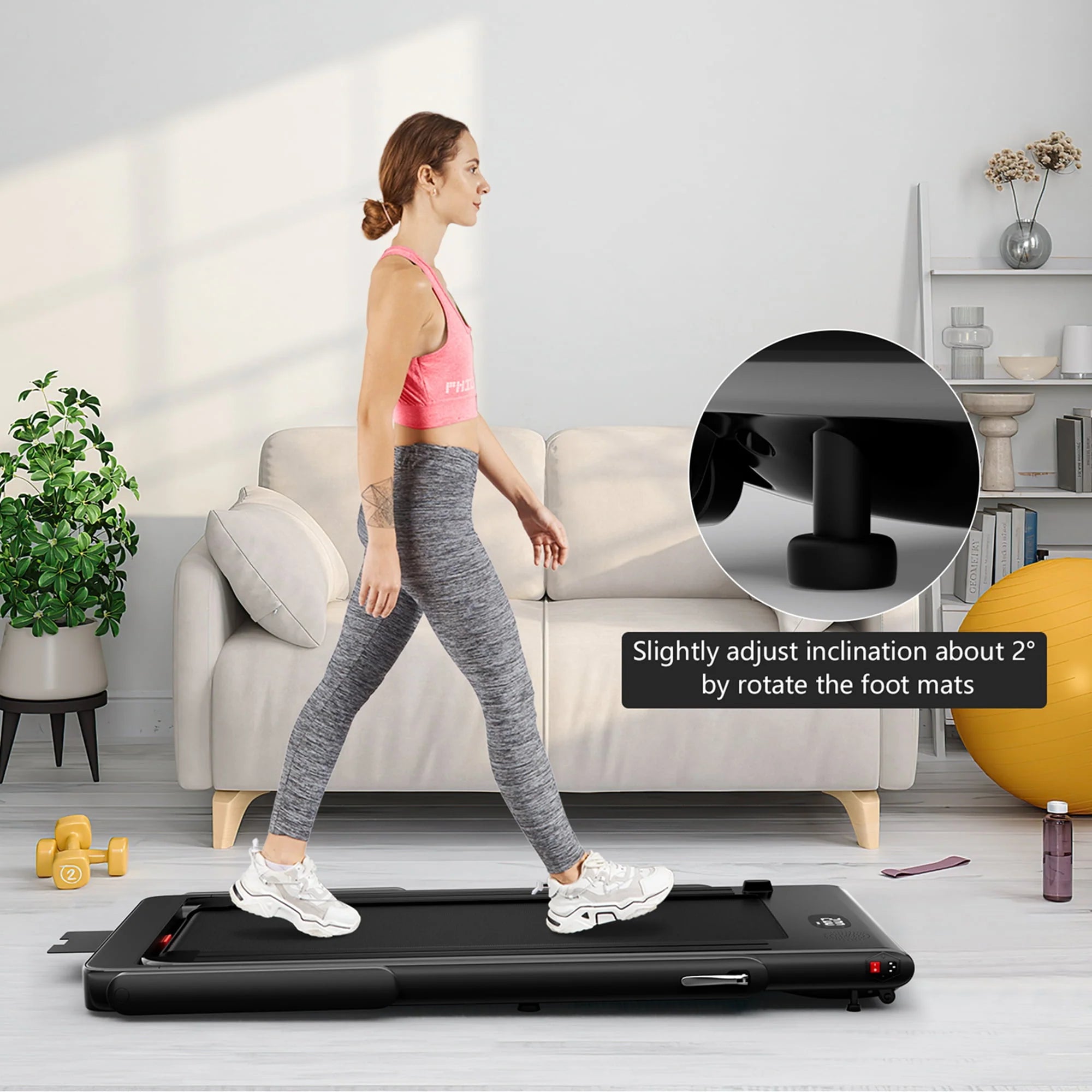 SuperFit 2 in 1 Folding Treadmill with APP Control Speaker Black D991