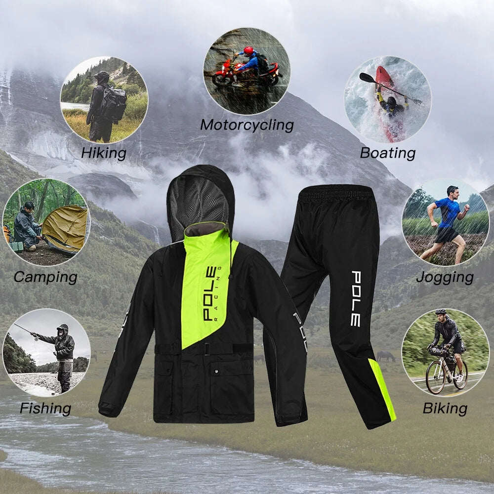 Men's Waterproof Breathable Rain Jacket and Pants Suit T966355
