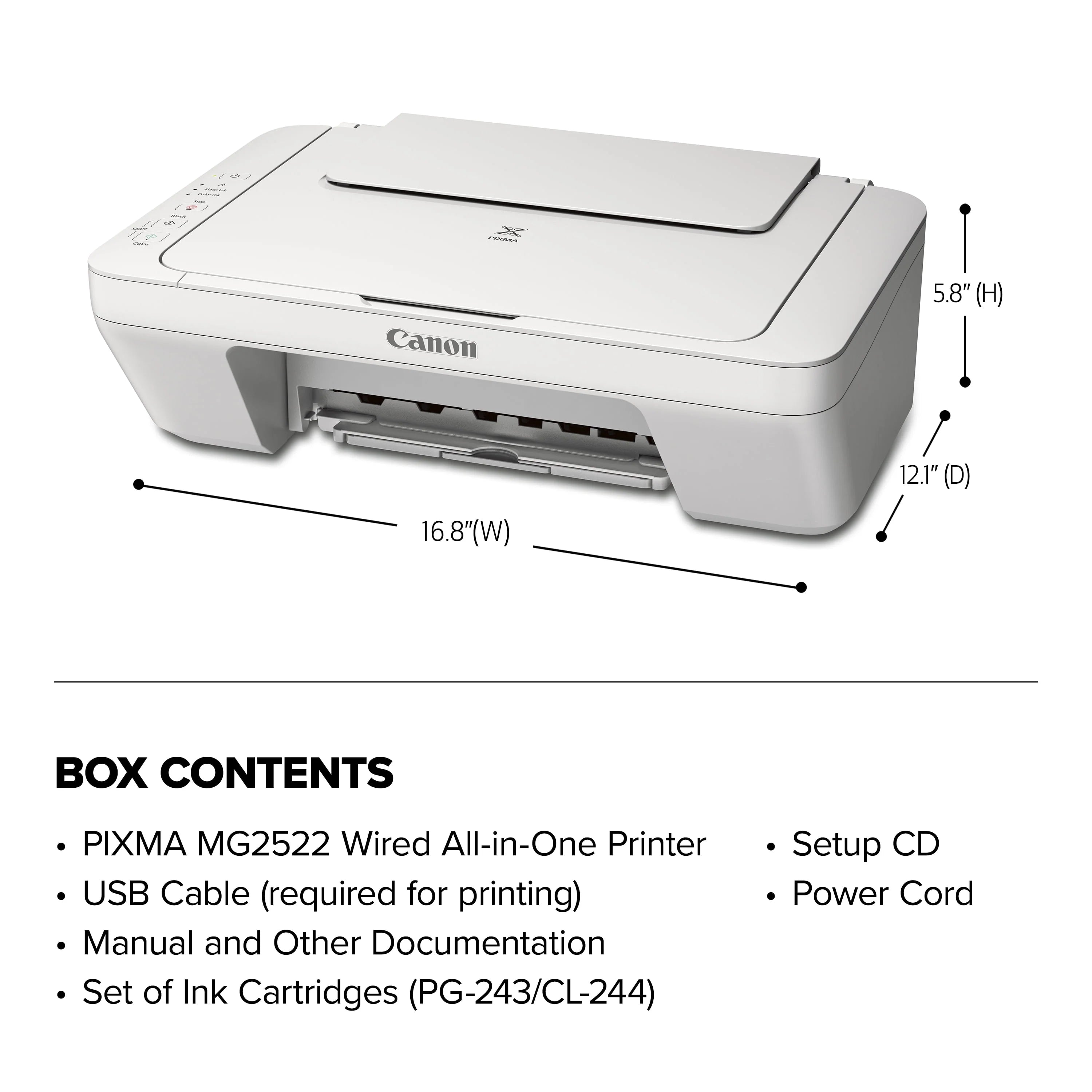 Canon PIXMA MG2522 All-in-One Inkjet Printer, White Q801