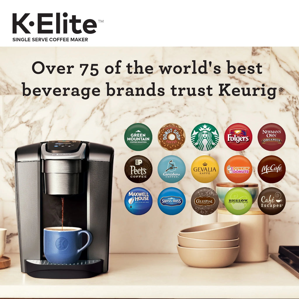 Keurig K-Elite Single-Serve K-Cup Pod Coffee Maker, Brushed Silver E378947