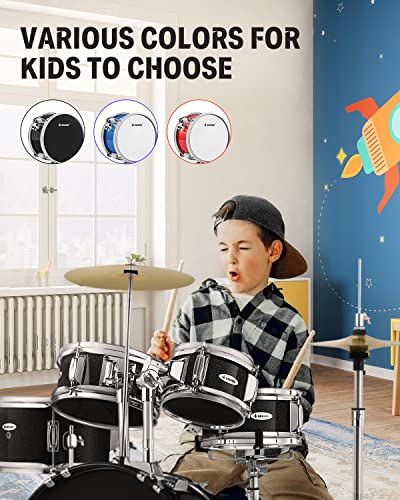 Donner 5-Piece Kid Drum Set for Beginners, 14 Inch Full Size, Metallic Black H8038