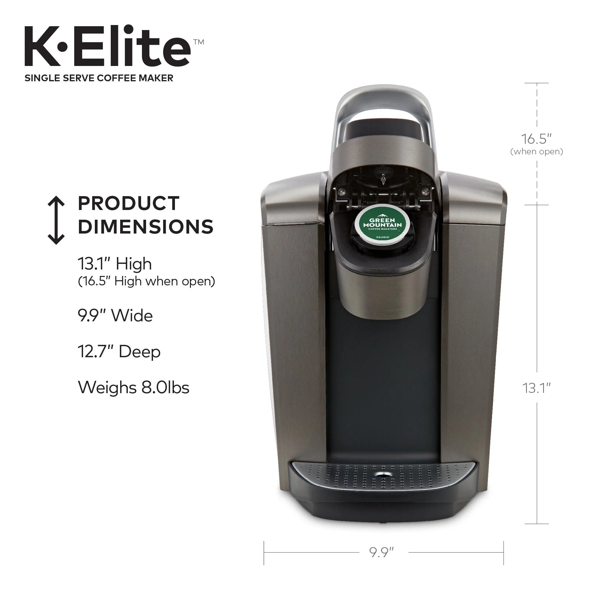 Keurig K-Elite Single-Serve K-Cup Pod Coffee Maker, Brushed Silver E378947