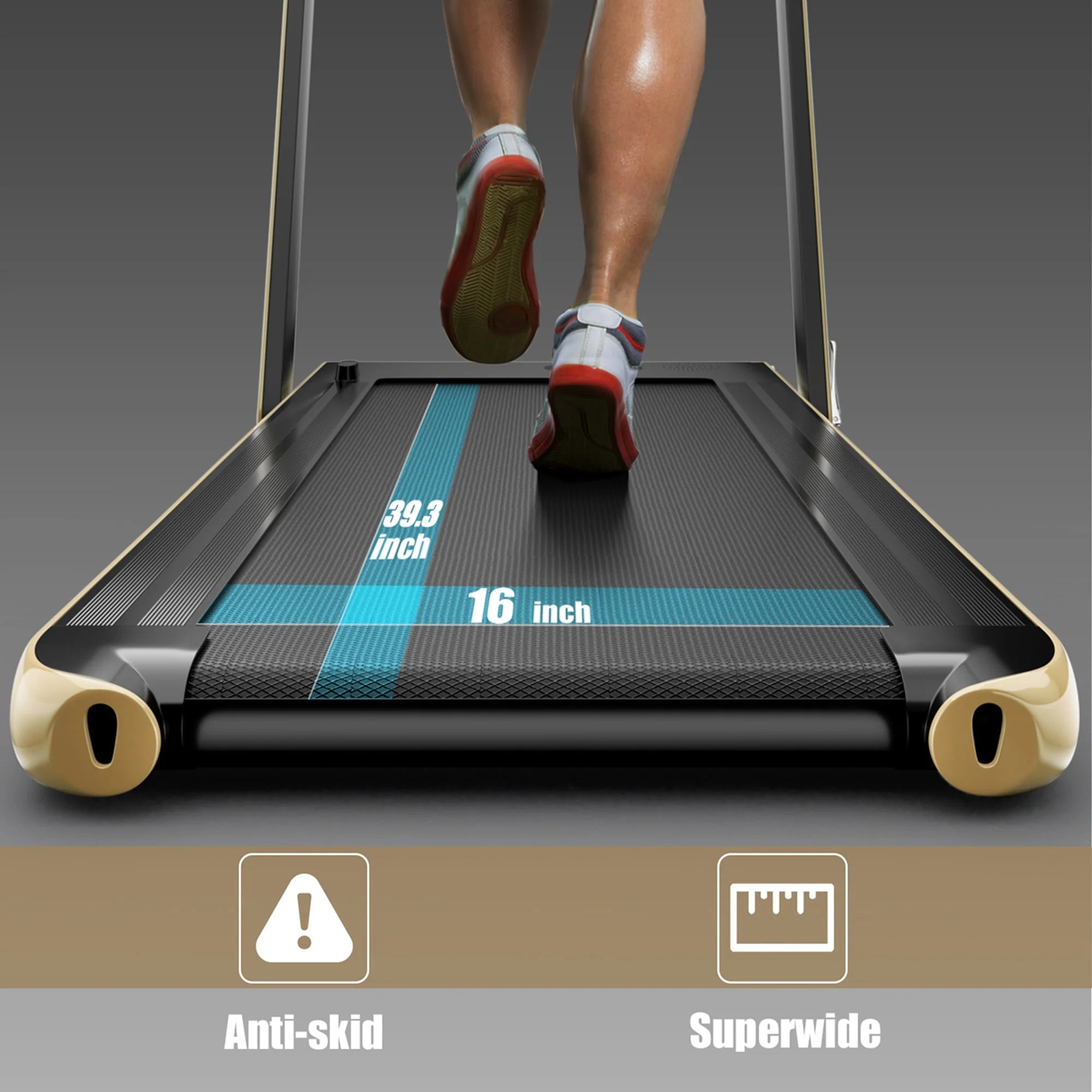 SuperFit 2 in 1 Folding Treadmill with APP Control Speaker Black D991