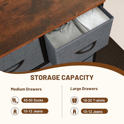 9 Drawer Dresser for Bedroom, Charcoal Black Fabric Storage Chest K84969