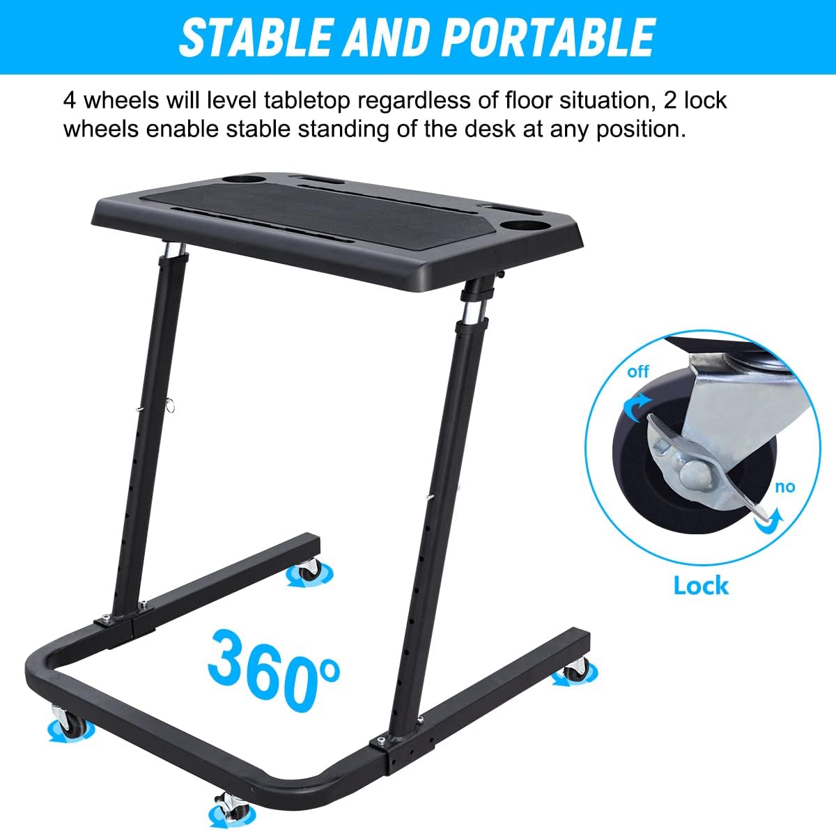 Racketon Large Adjustable Bike Trainer Desk Portable Standing Desk Q4709