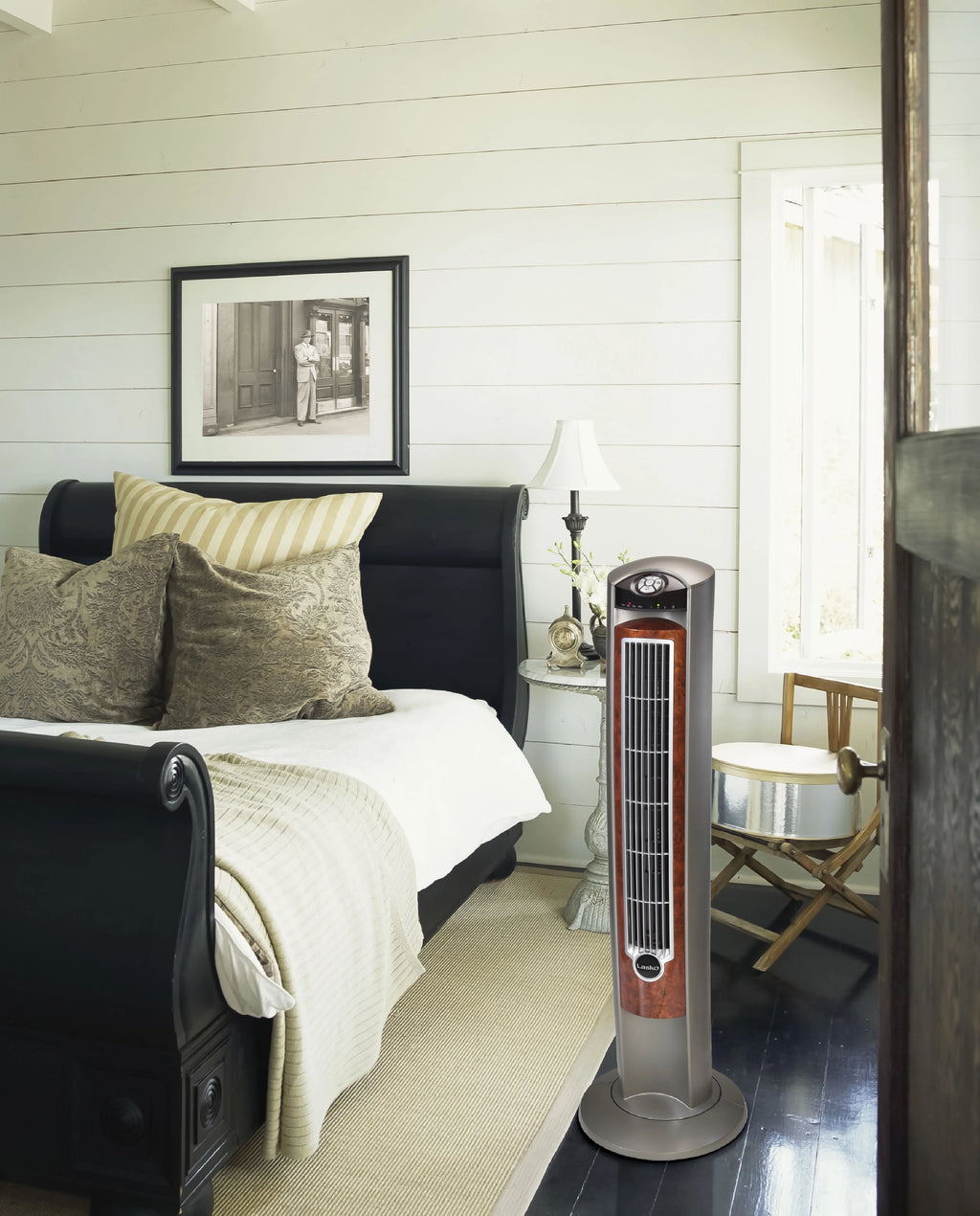Lasko 42 Wind Curve Tower Fan with Remote, Gray/Brown U59088