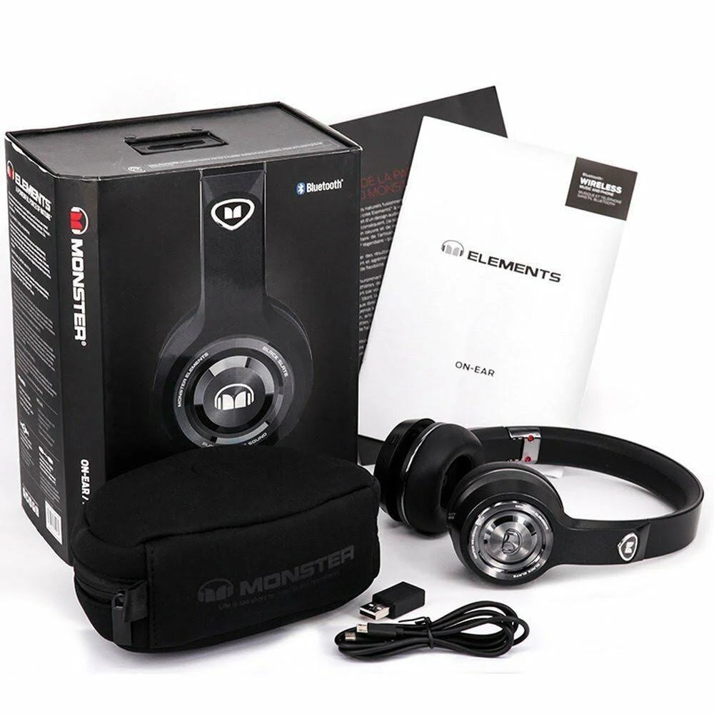 Monster Elements Wireless Bluetooth On-Ear Headphones - Black Slate D13724