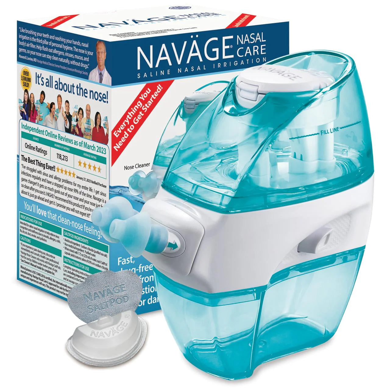 Navage Nasal Care Starter Bundle Nose Cleaner with 30 SaltPods O6887