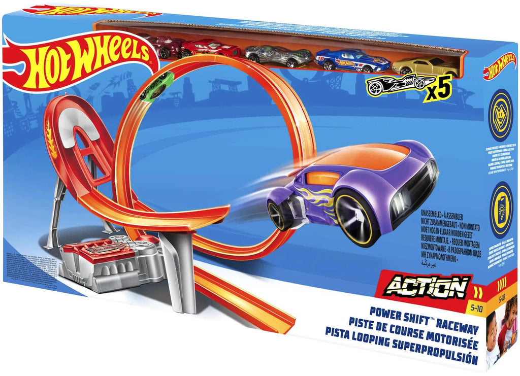 Hot Wheels Action Power Shift Motorized Raceway Track Set with 5 Cars O295