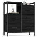 Furnulem 5 Drawer Black Fabric Dresser for Bedroom with Metal Frame D6974