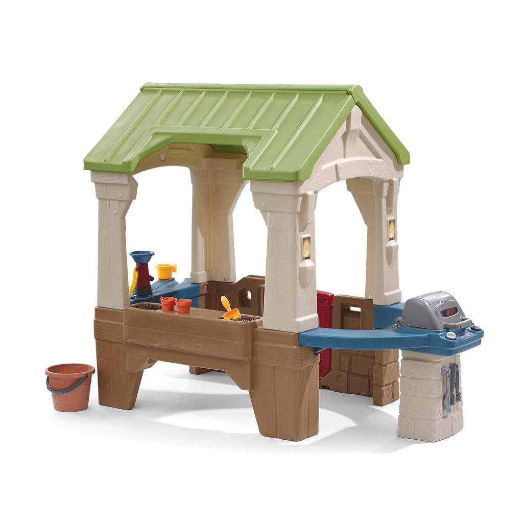 Step2 Great Outdoors Brown Toddler Playhouse with Grill and Planter E865208
