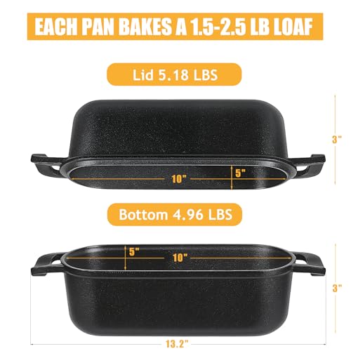 10x5 Cast Iron Loaf Pan with Lid for Sourdough Bread A2817