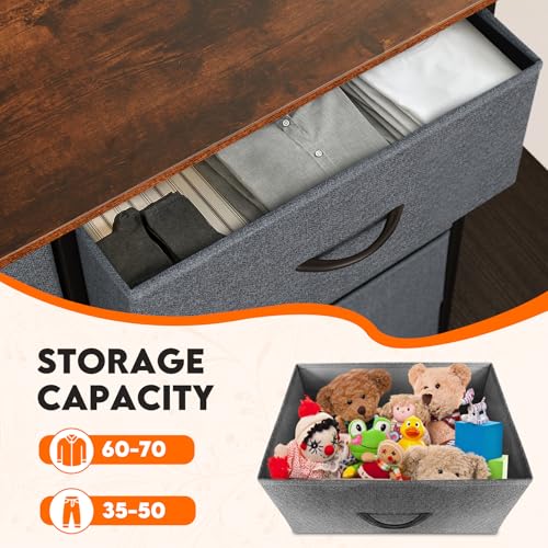 9 Drawer Dresser for Bedroom, Charcoal Black Fabric Storage Chest K84969