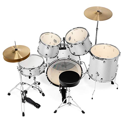 Ashthorpe 5-Piece Full Size Adult Drum Set with Remo Heads & Brass Cymbals M4400