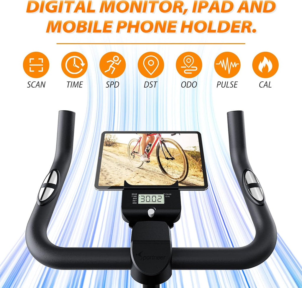 Sportneer Exercise Bike, Indoor Cycling Bike with Magnetic Resistance, Bluetooth & APP, 300 lb Capacity, Black B801