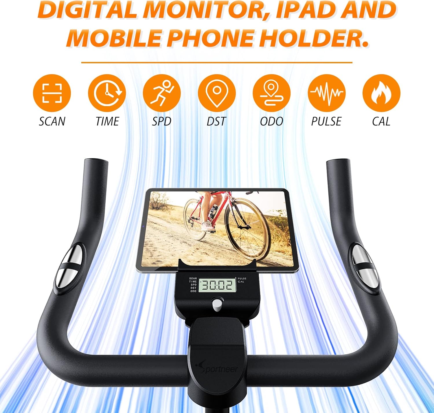 Sportneer Exercise Bike, Indoor Cycling Bike with Magnetic Resistance, Bluetooth & APP, 300 lb Capacity, Black B801