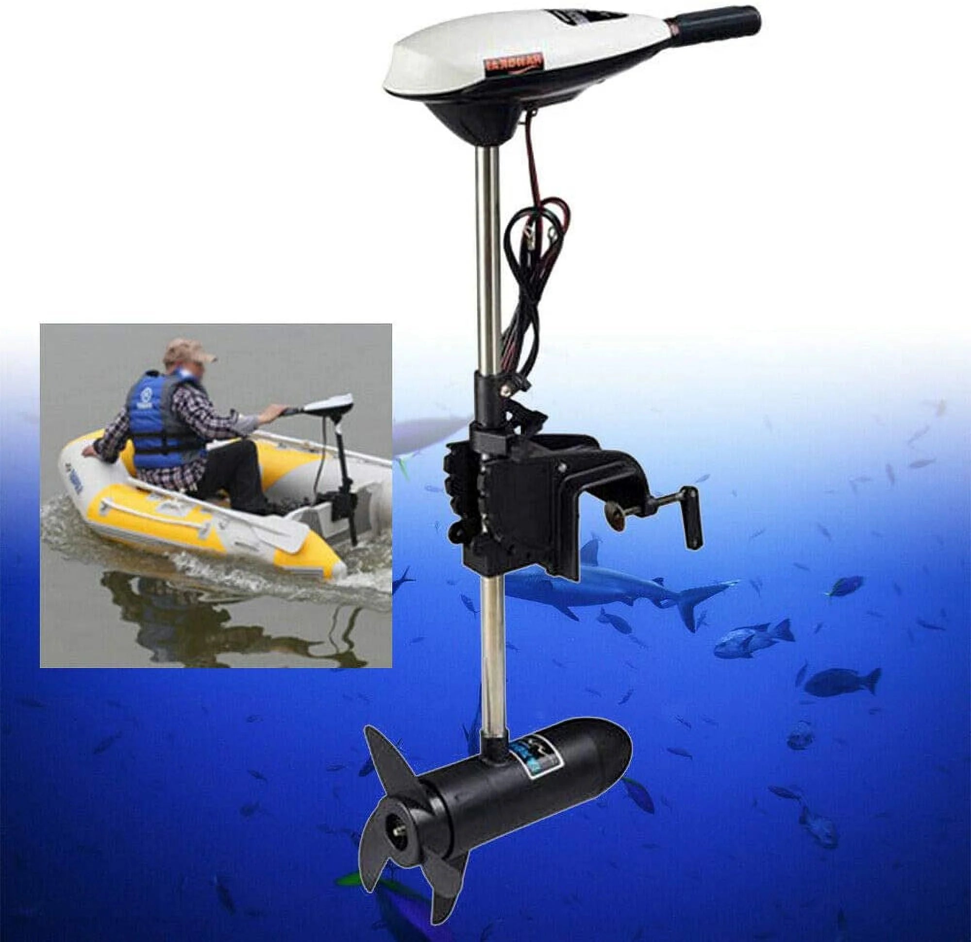 Electric Outboard Motor 12V 65lb 660W for Inflatable Fishing Boat U2669