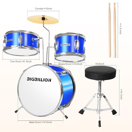 3-Piece Kids Drum Set with Cymbal, Pedal & Sticks (Pink) S64056