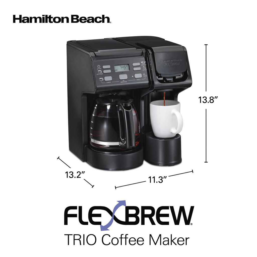 Hamilton Beach FlexBrew Trio Coffee Maker, Single Serve or 12 Cups, Black O620103