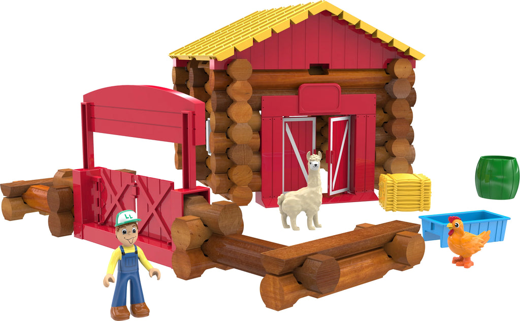 LINCOLN LOGS Fun on the Farm Real Wood Logs 102 Pieces Ages 3+ N3988