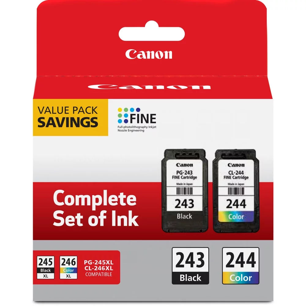 Canon PG-243 Black Ink and CL-244 Color Inkjet Cartridge Value Pack