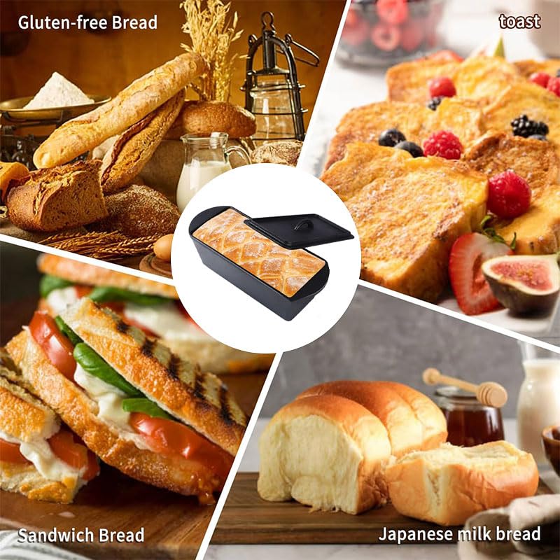 Cast Iron Bread Pan with Lid, 2LB Pullman Loaf Pan, Non-Stick, Dual Handle H7086