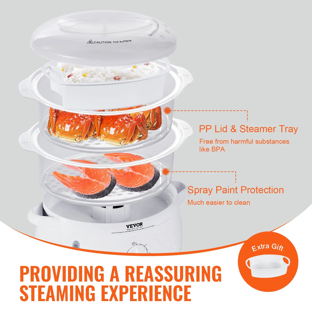 BENTISM 7.4Qt Electric Food Steamer 2-Tier with 60 Min Timer M21023