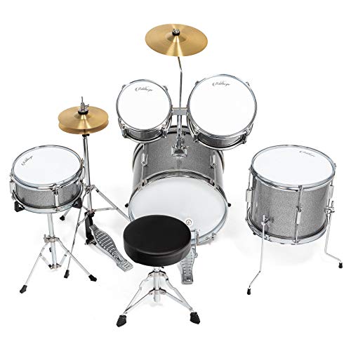 Ashthorpe 5-Piece Junior Drum Set with Brass Cymbals and Adjustable Throne L91179