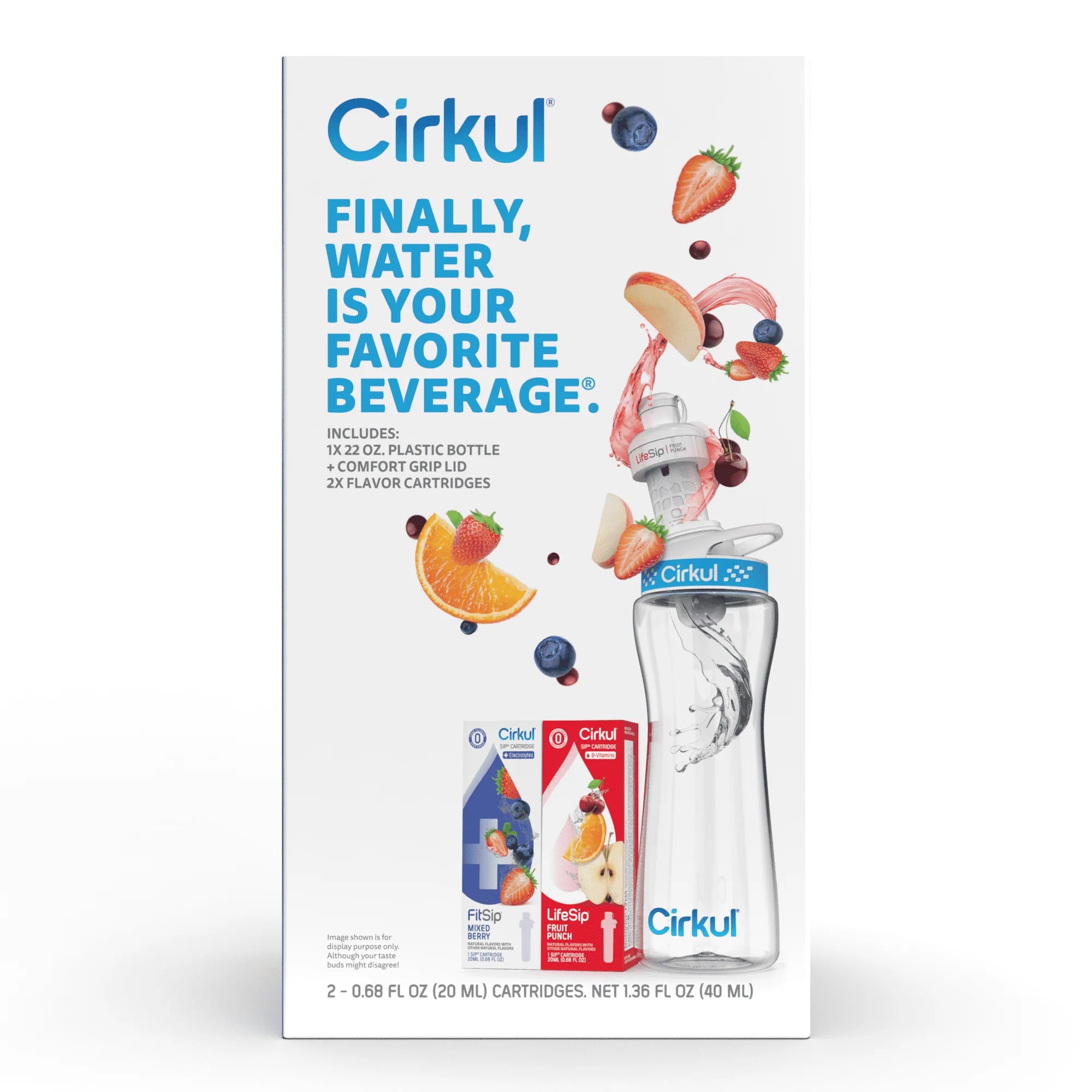 Cirkul 22oz Plastic Water Bottle Starter Kit with 2 Flavor Cartridges Z291756
