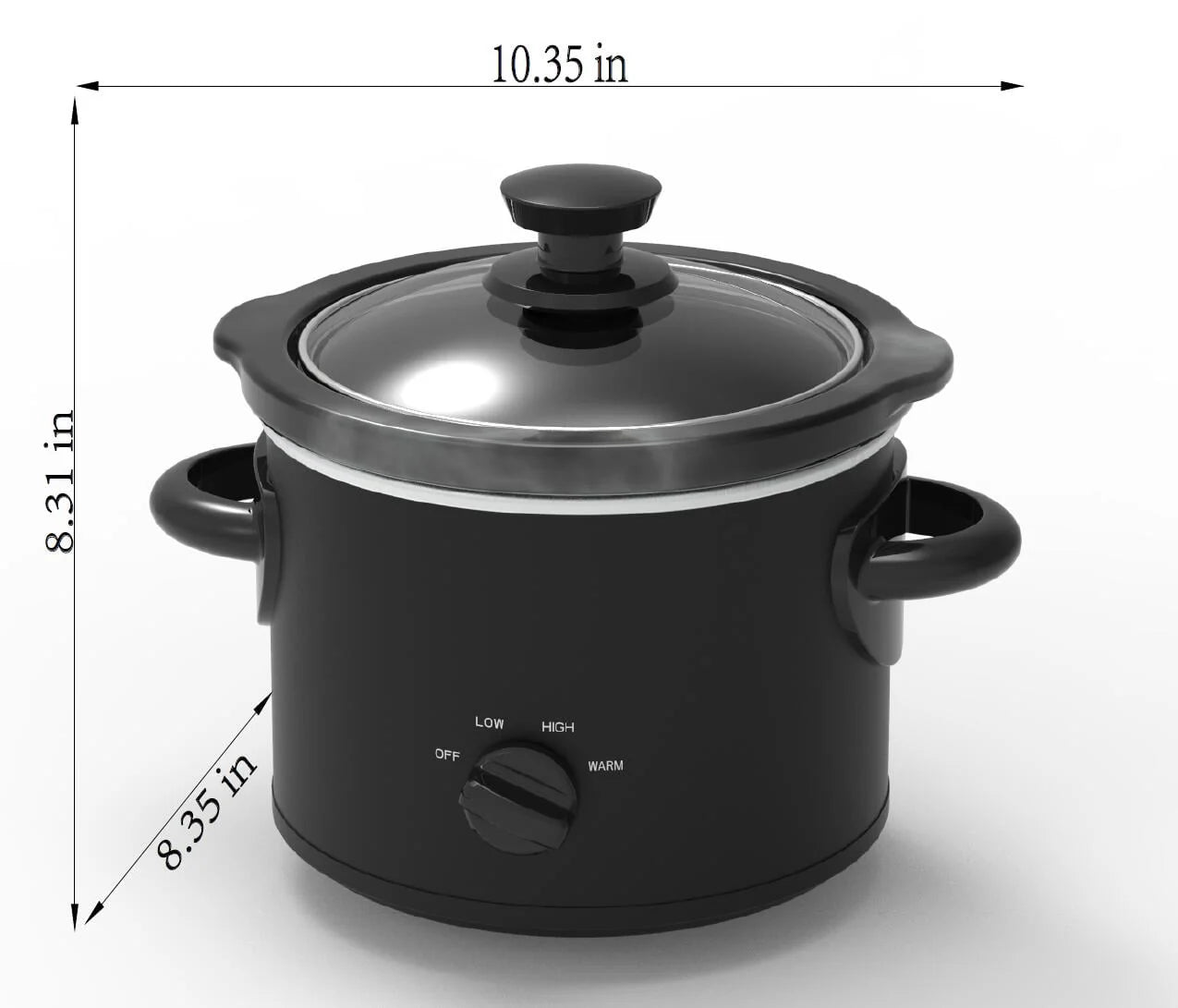 Mainstays 2 QT Slow Cooker, Matte Black, Removable Stoneware Pot C941