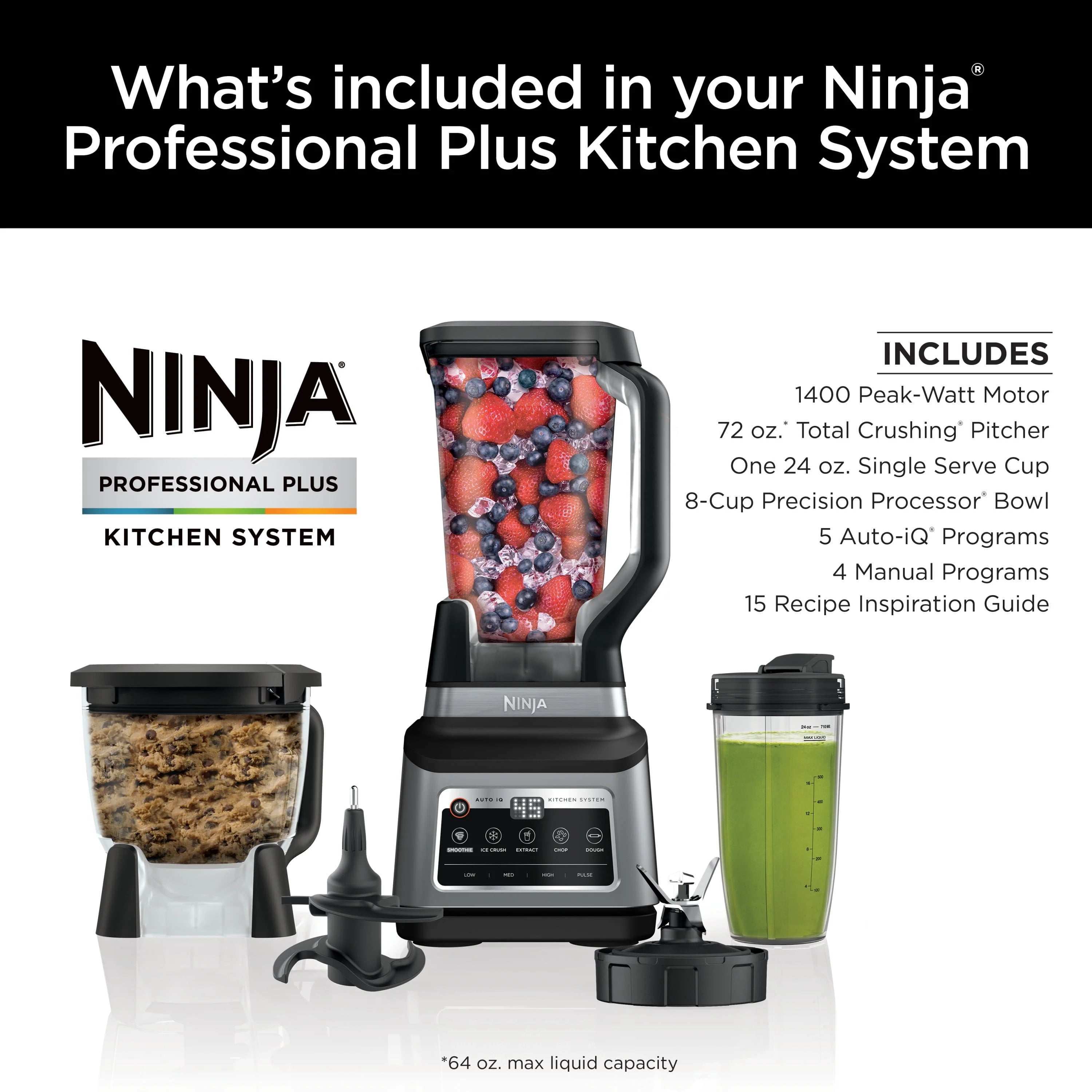 Ninja® Professional Plus Kitchen System with Auto-iQ® and 72 oz. Blender Pitcher, BN800 V94520