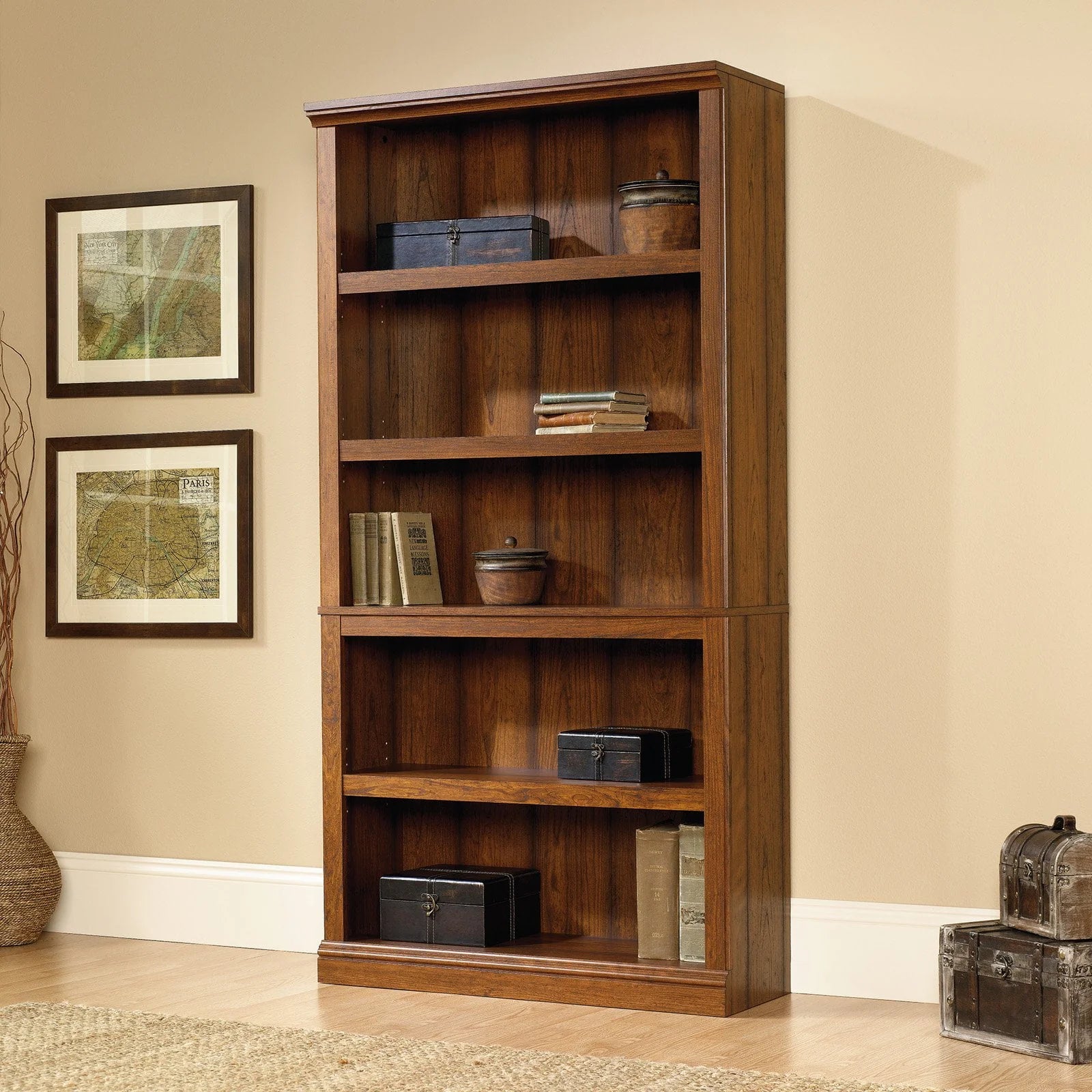 Sauder Select 5-Shelf Bookcase, Chalked Chestnut Finish