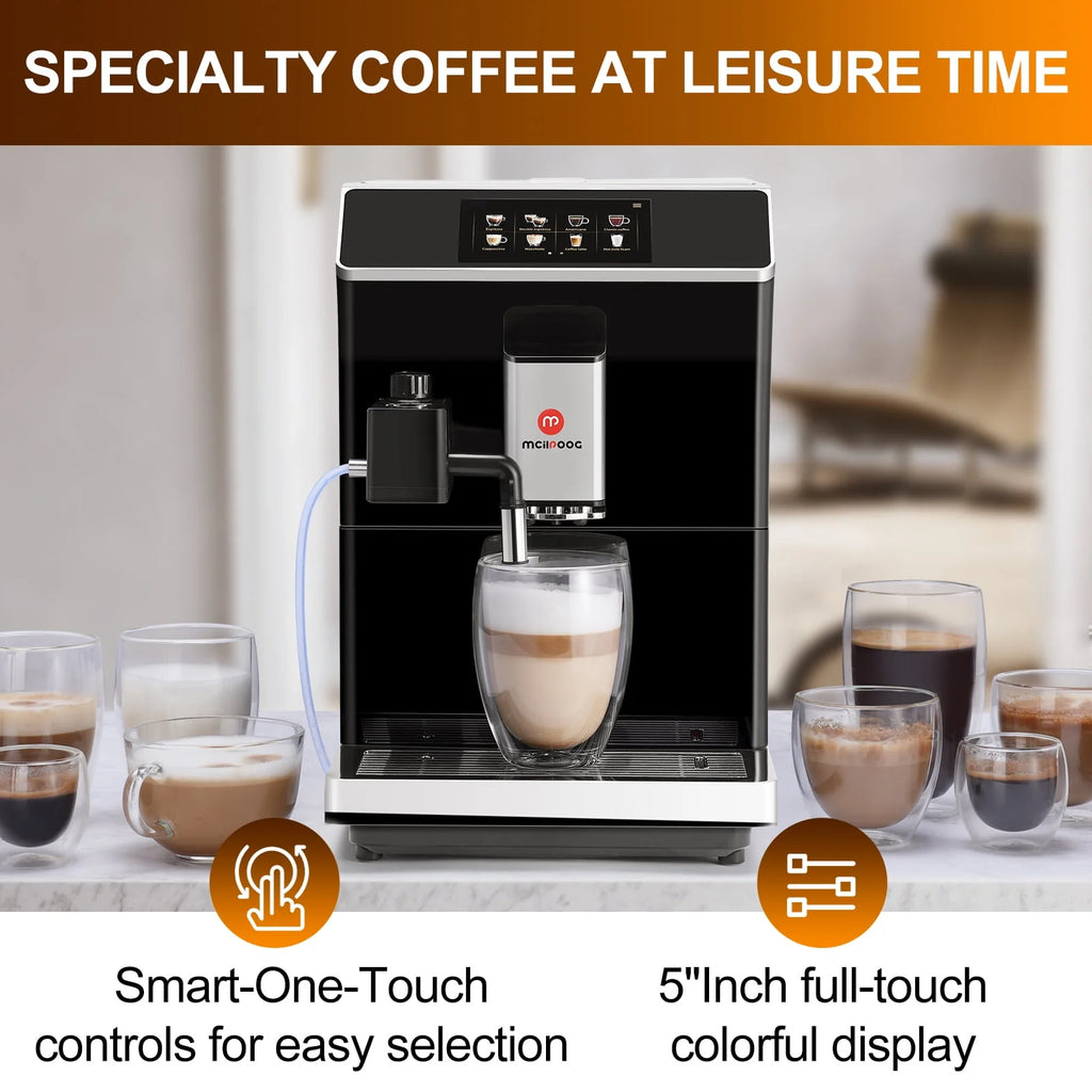 Mcilpoog WS-203 Super Automatic Espresso Coffee Machine with Touch Screen, Black Y5647
