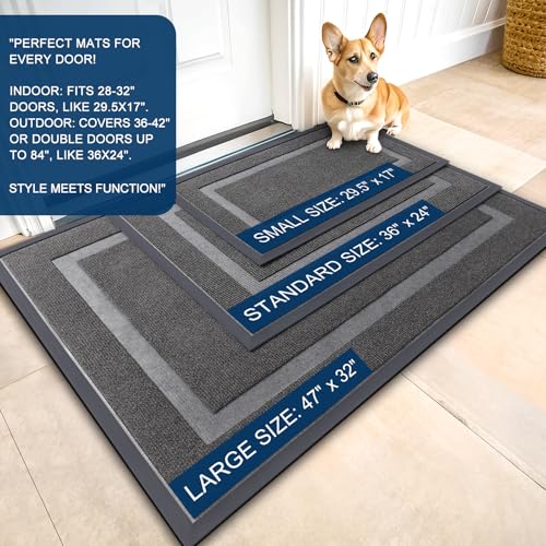 OLANLY Front Door Mat Indoor Outdoor Entrance, Waterproof, 36x24, Black P2970