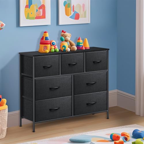 9 Drawer Dresser for Bedroom, Charcoal Black Fabric Storage Chest K84969