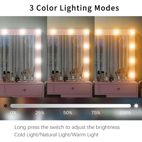 55" Vanity Desk with Charging Station and Lighted Mirror, Black Z765