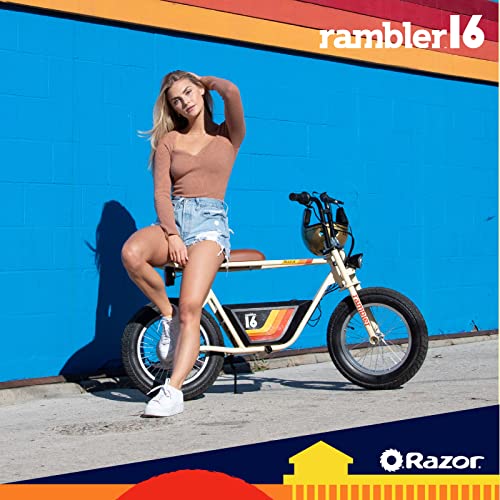 Razor Rambler 16 36V Electric Minibike with Retro Style, Retrospec Dakota Adult Helmet B115
