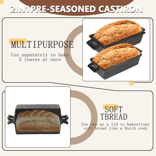 Cast Iron Loaf Pan with Lid for Sourdough & Meatloaf R5597