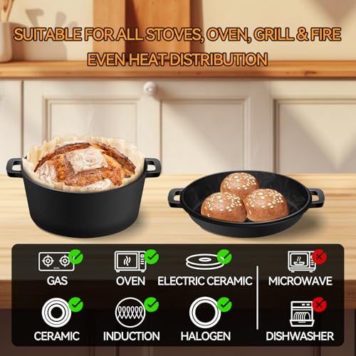 Cast Iron Dutch Oven for Bread Baking with Lid Handles, 3.2QT S212269