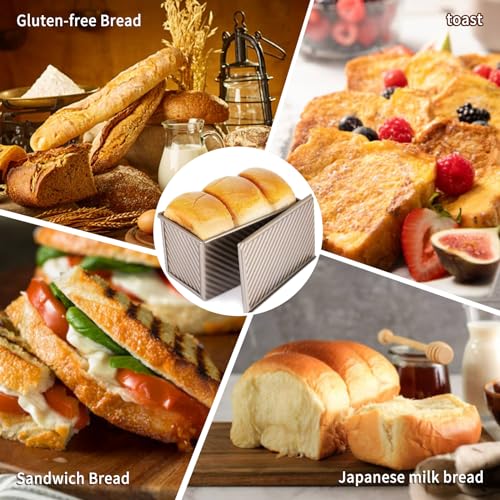 Cast Iron Bread Pan with Lid, 2LB Pullman Loaf Pan, Non-Stick, Dual Handle H7086