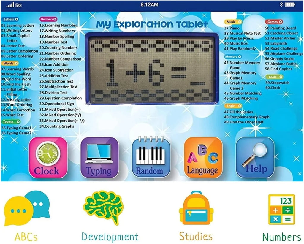 Tech Kidz My Exploration Toy Tablet Educational Learning Computer, Blue, Ages 3+ C188