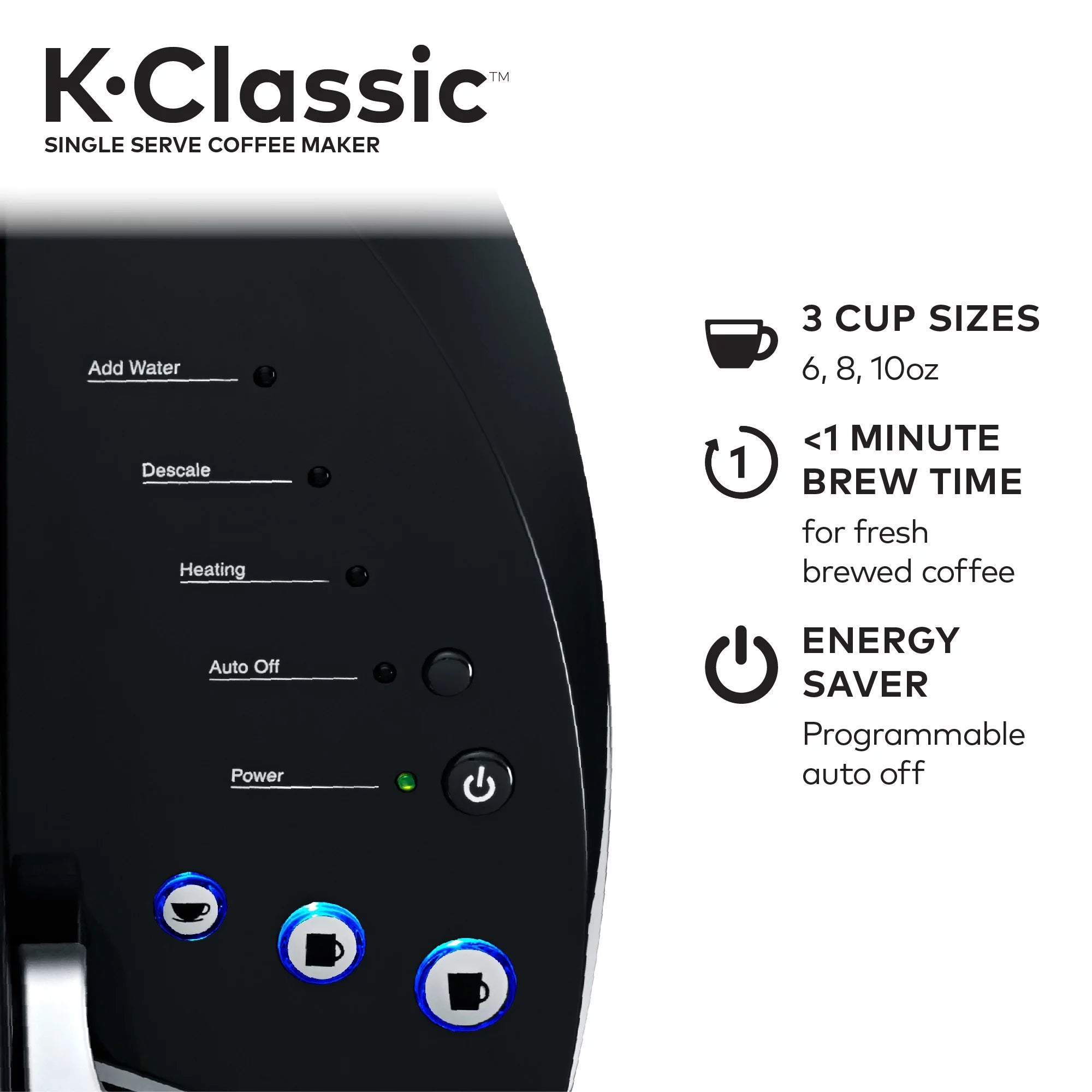 Keurig K-Classic Single Serve K-Cup Pod Coffee Maker, Black Q868
