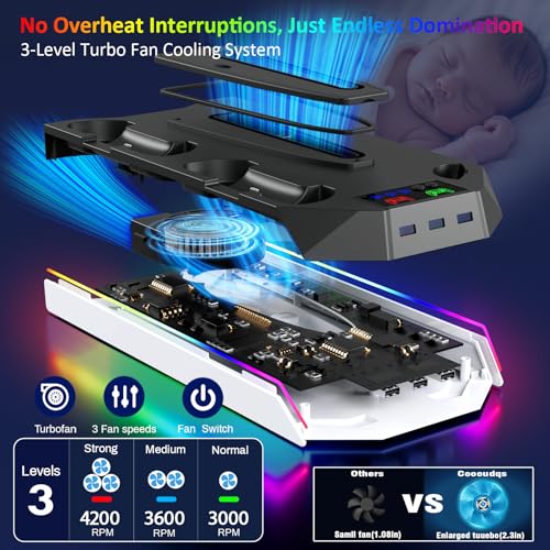 PS5 Stand and Cooling Station with LED Controller Charger for PlayStation 5 X4200