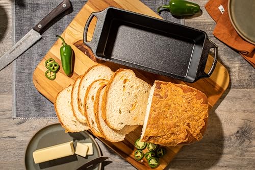 Lodge 10 Inch Pre-Seasoned Cast Iron Loaf Pan with Dual Handles, Black Z31349