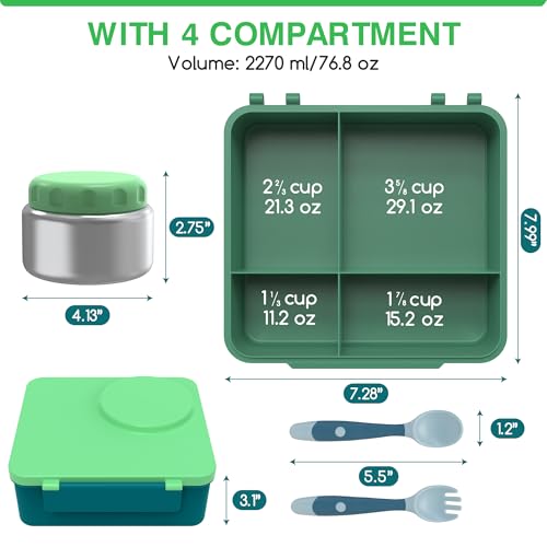 Bento Box for Kids - Leak-Proof Lunch Box with Insulated Thermos Food Jar, Blue O585527