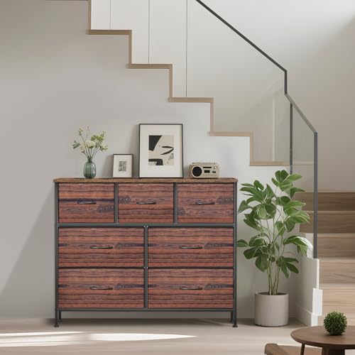 9 Drawer Dresser for Bedroom, Charcoal Black Fabric Storage Chest K84969