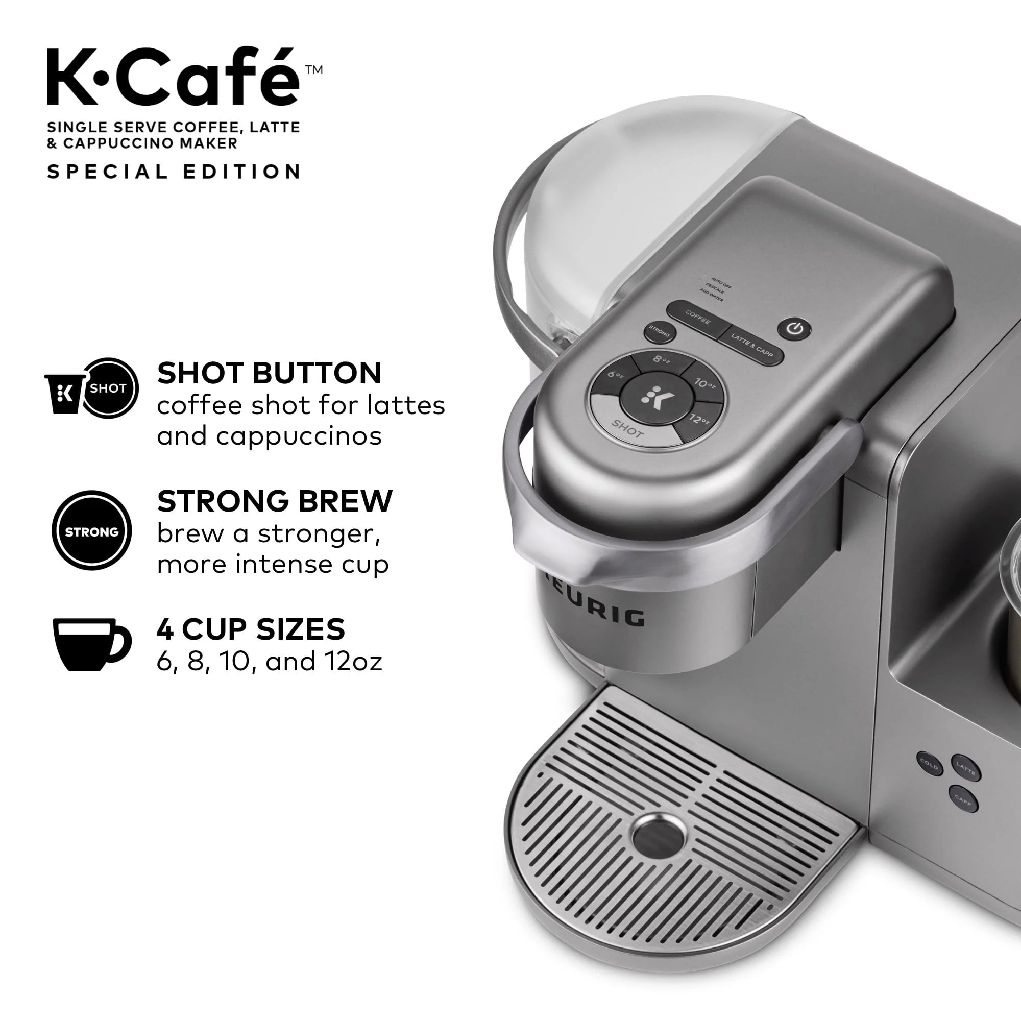 Keurig K-Cafe Special Edition Single Serve K-Cup Pod Coffee, Latte and Cappuccino Maker, Nickel N34174