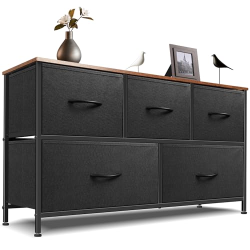 9 Drawer Dresser for Bedroom, Charcoal Black Fabric Storage Chest K84969