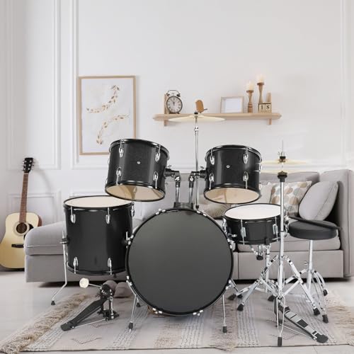 Ktaxon 22 Inch 5-Piece Adult Drum Set with Cymbals and Stool (Blue) G680