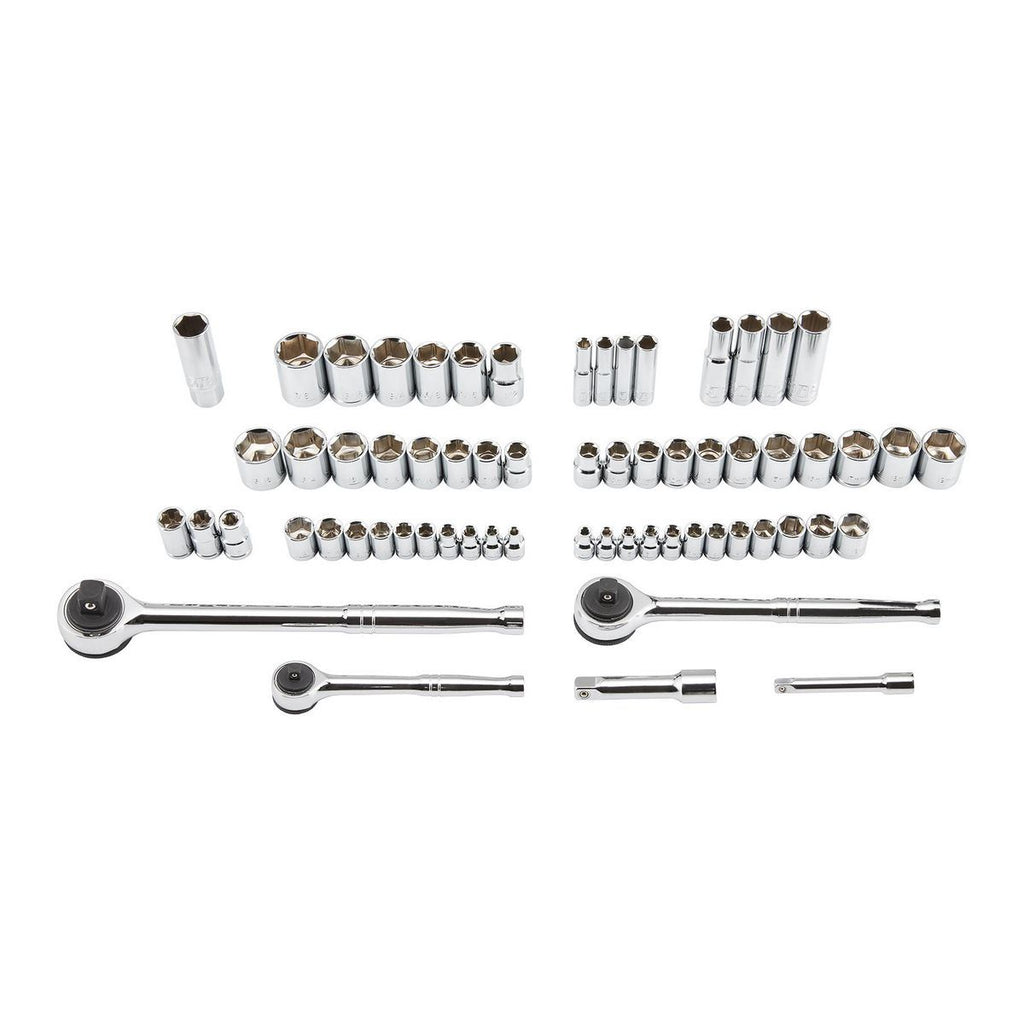 PITTSBURGH 64-Piece SAE & Metric Socket Set, 1/4, 3/8, 1/2 in. Drive J4863
